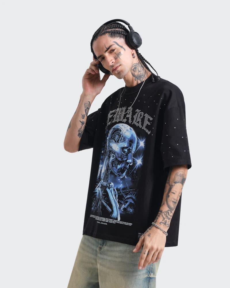 Camiseta Negra Oversize Code X - imagen 1