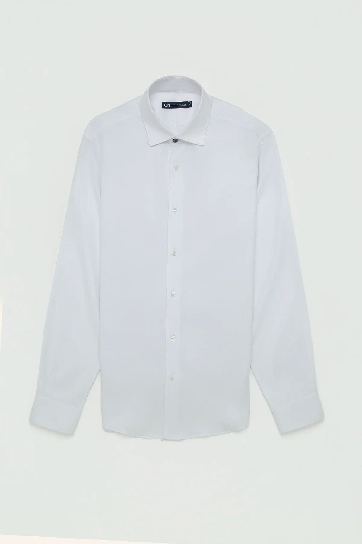 Camisa Dobby Diagonal Algodón Blanco - imagen 1