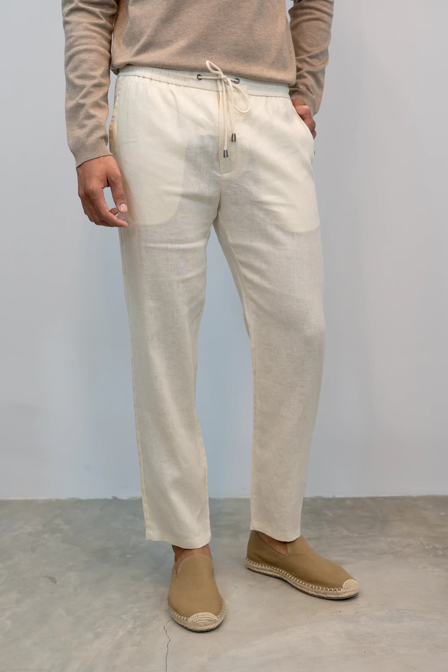 Pantalón Lino Crema/Cordón