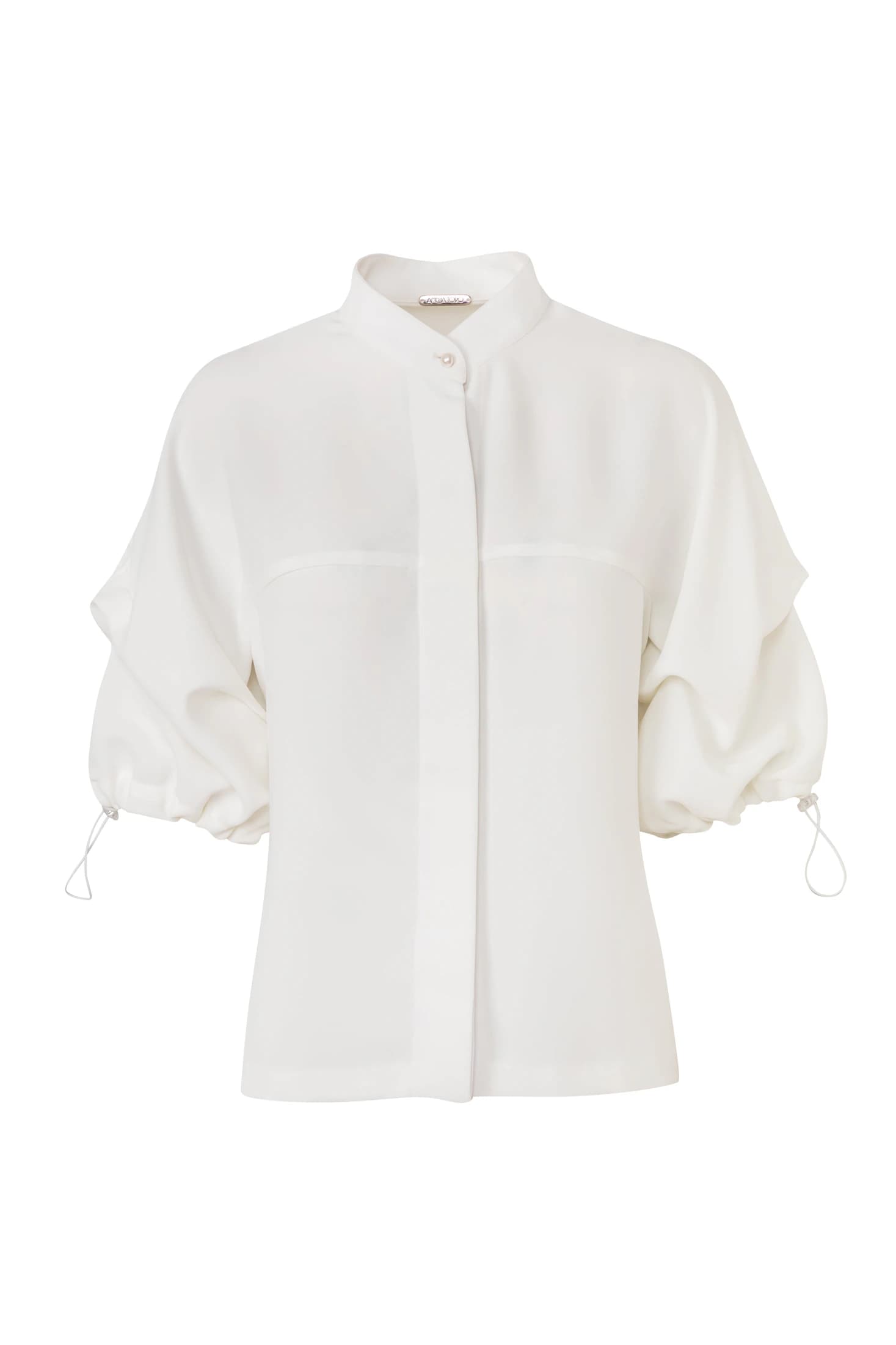 Nehru-Collar Kimono-Sleeve Blouse - imagen 2