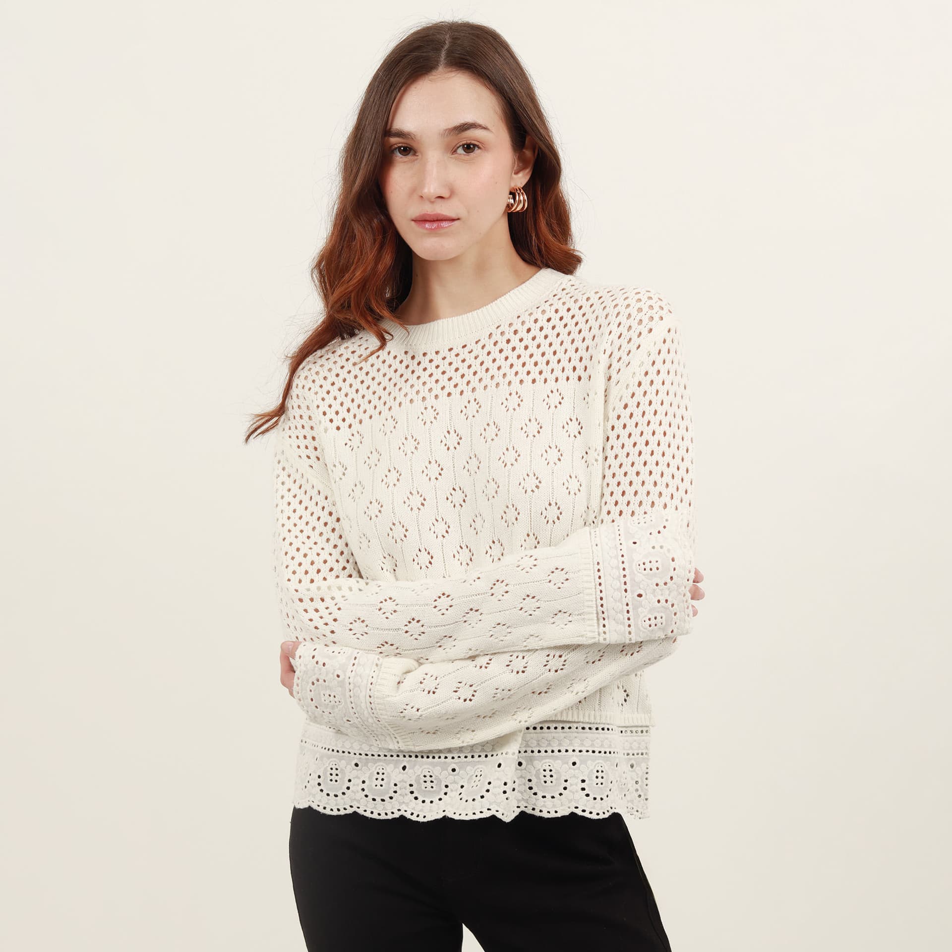 Sweater con ojalillo manga larga - imagen 5