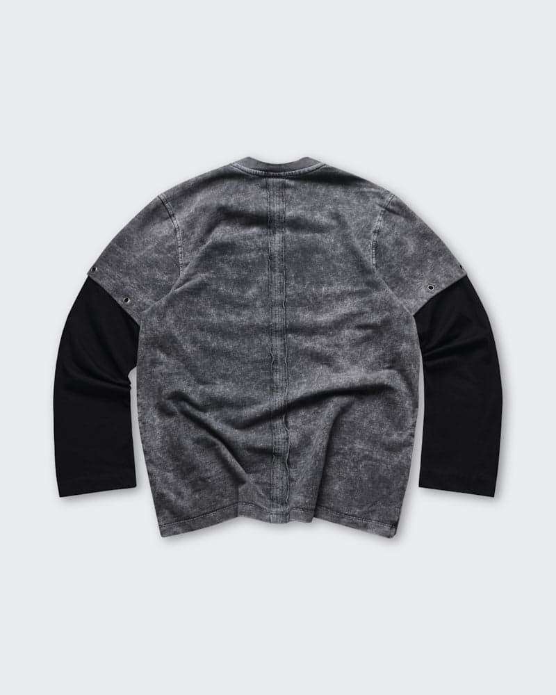 Camiseta Gris Oversize Doble Manga Raw - imagen 6