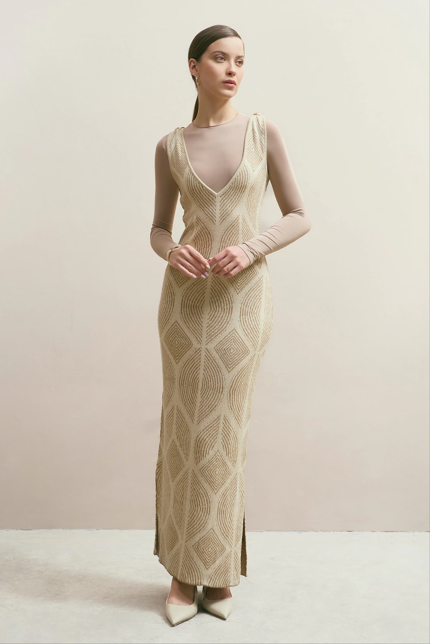 Vestido Atenea Camel-Dorado