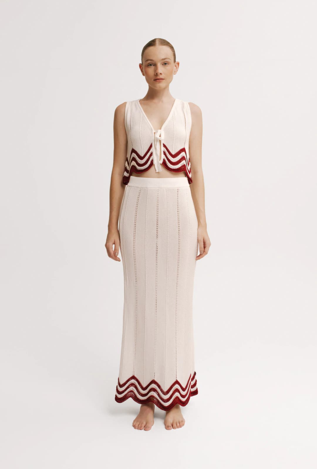 Crop Top Mujer Riley & Falda Larga Mujer Maya Malva - Tejido