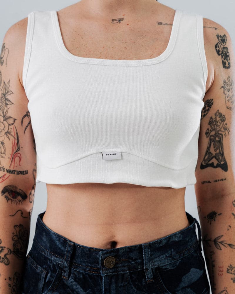 Crop Top Blanco Para Mujer Escote Cuadrado - imagen 2