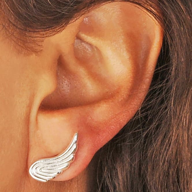 Ear cuff y arete ala Renacer plateada - imagen 3