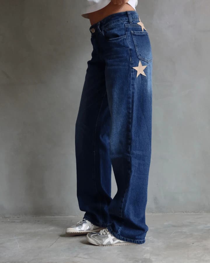 JEAN EXTRA LOW STRAIGHT FIT CROC BEIGE STARS AZUL - imagen 8