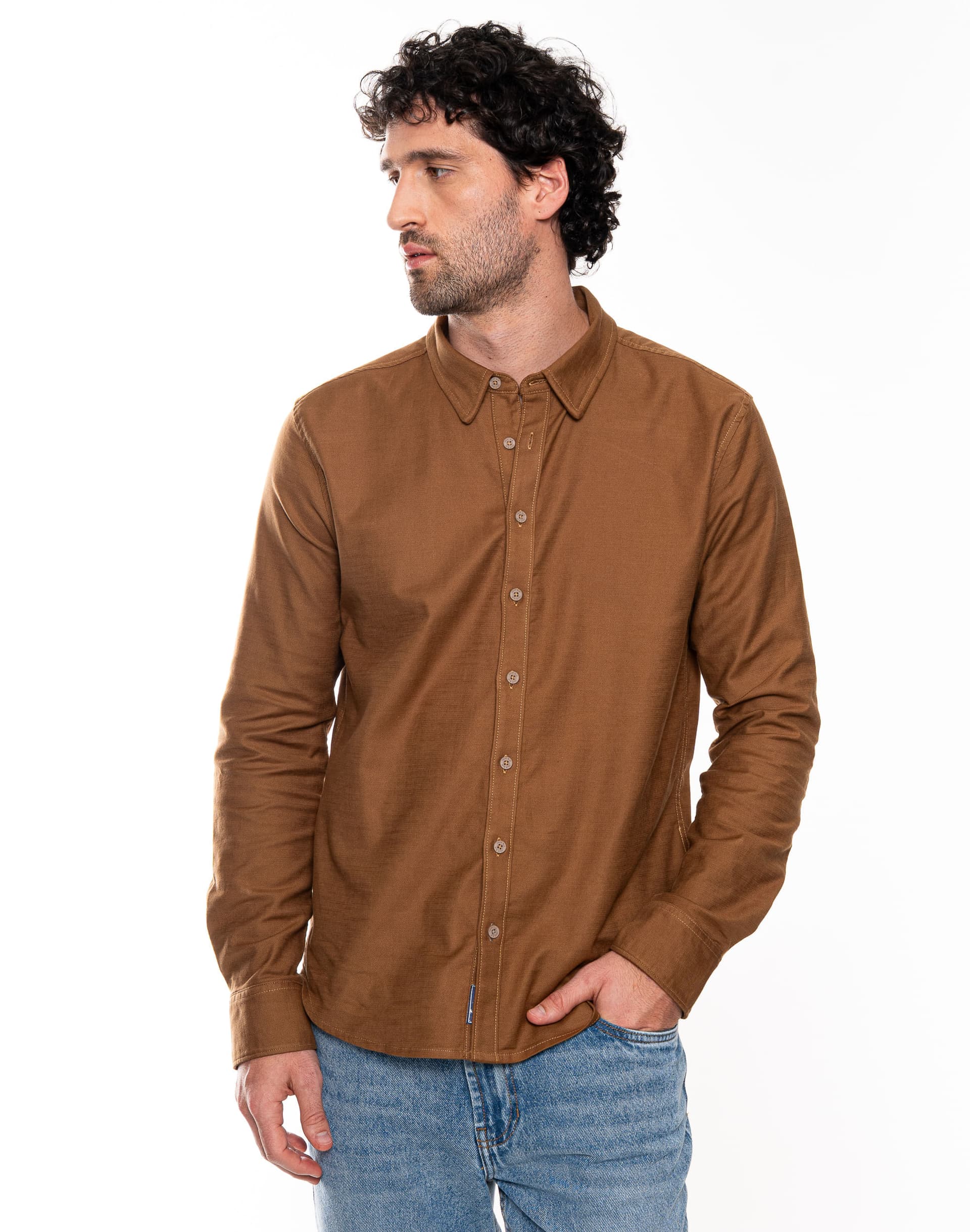 Camisa Manga Larga Efecto Lino