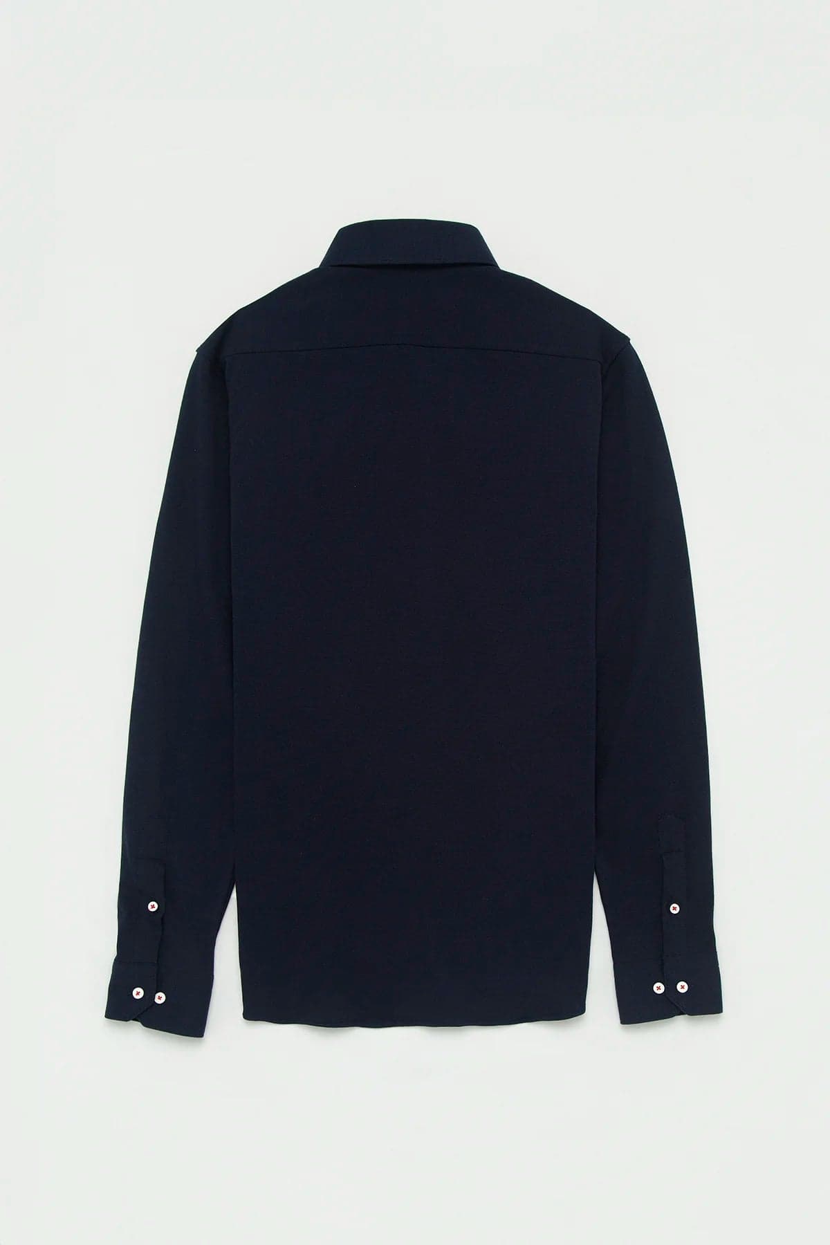 Camisa Piqué Botón Contraste Algodón Azul Oscuro - imagen 4