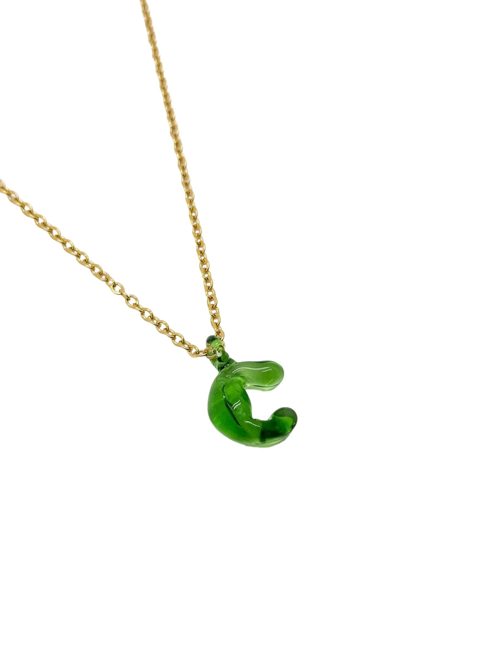 green glass necklace 1 letter - imagen 14