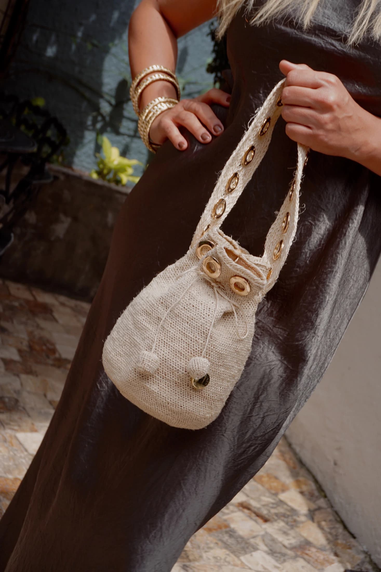 EYELETES BAG WHITE