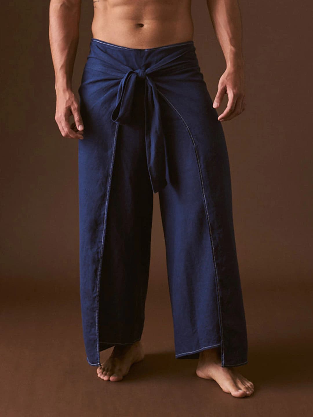 Pantalón envolvente en Algodón Azul Marino