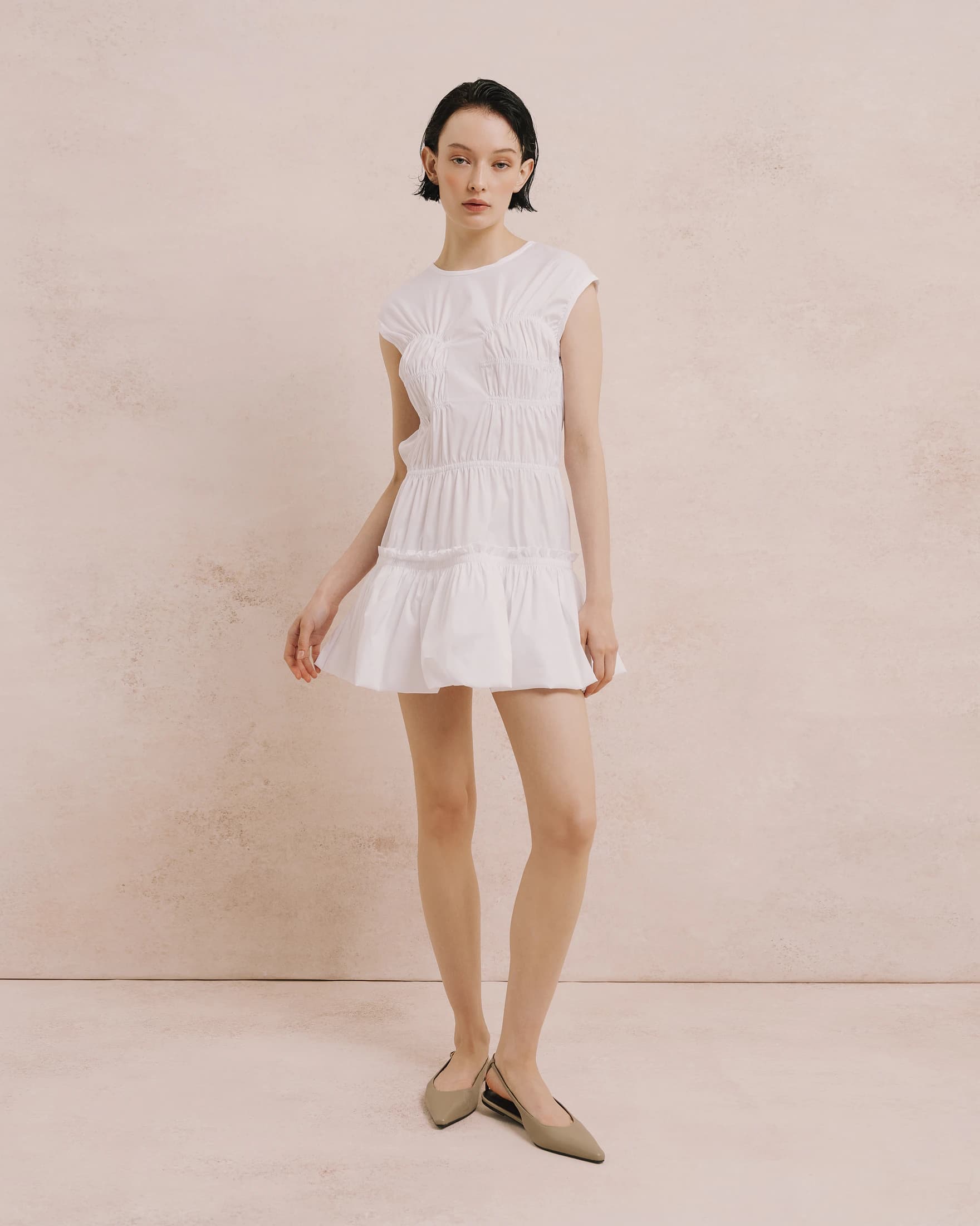 Gathered Bubble Mini Dress