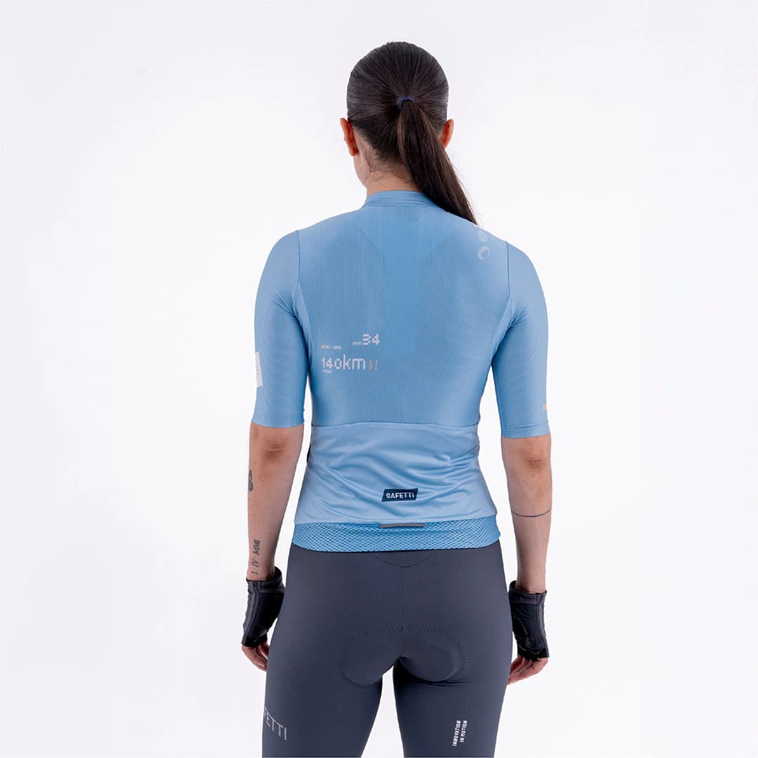 CAMISA CICLISMO MANGA CORTA SOLID BLU AURA PARA MUJER - imagen 2