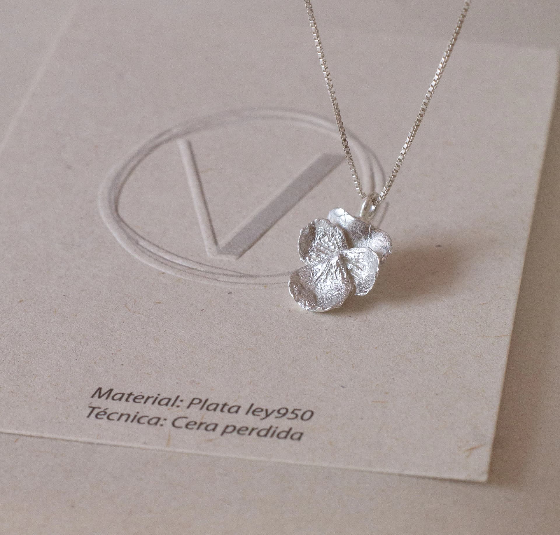 Collar Flor imperfecta (Plata ley950) - imagen 2