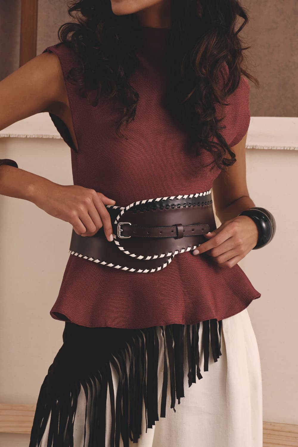 "LA MONA" TOP BURGUNDY - imagen 4