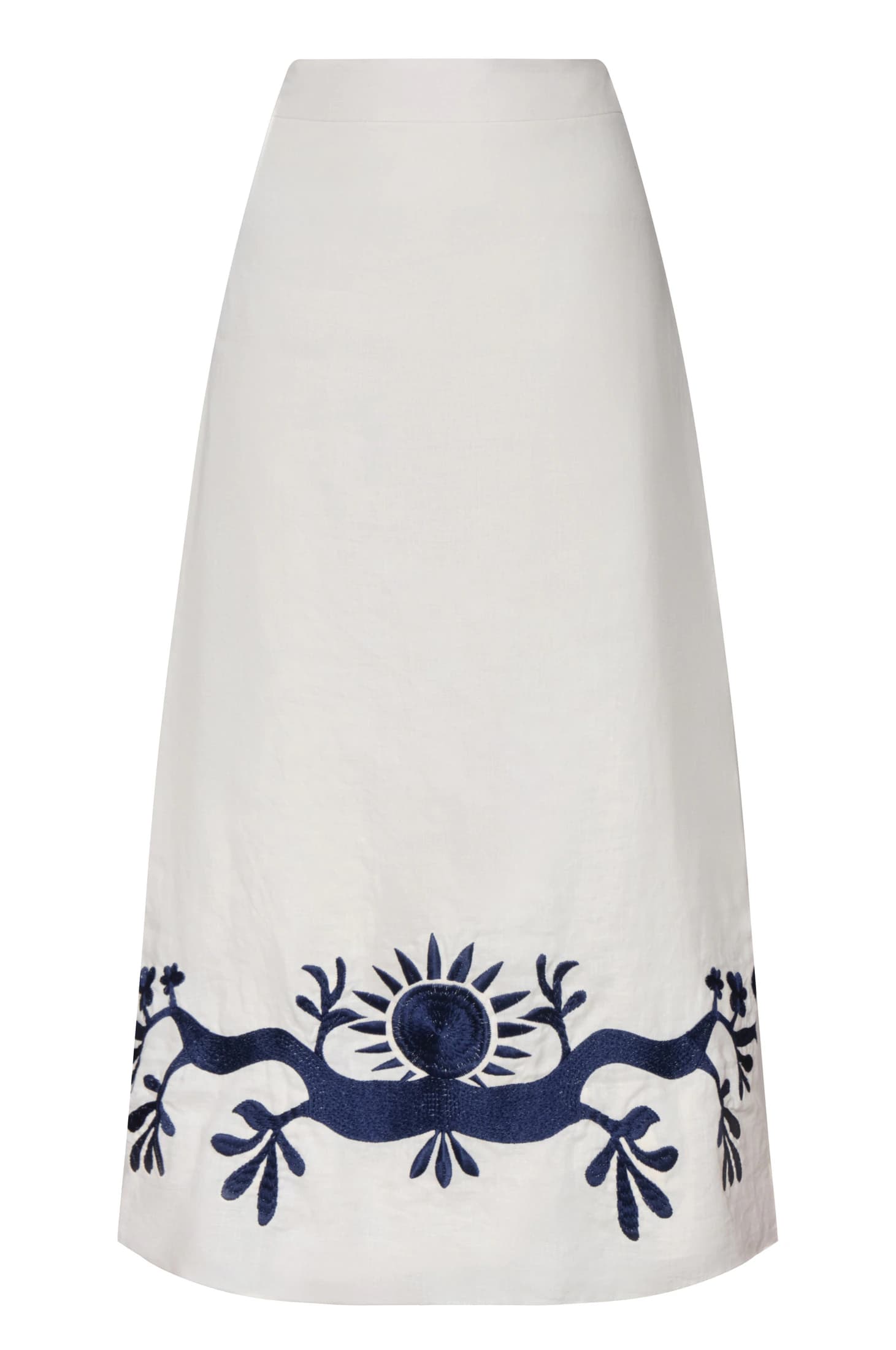 El Carmen Embroidered Midi Skirt / Ivory and Navy - imagen 1