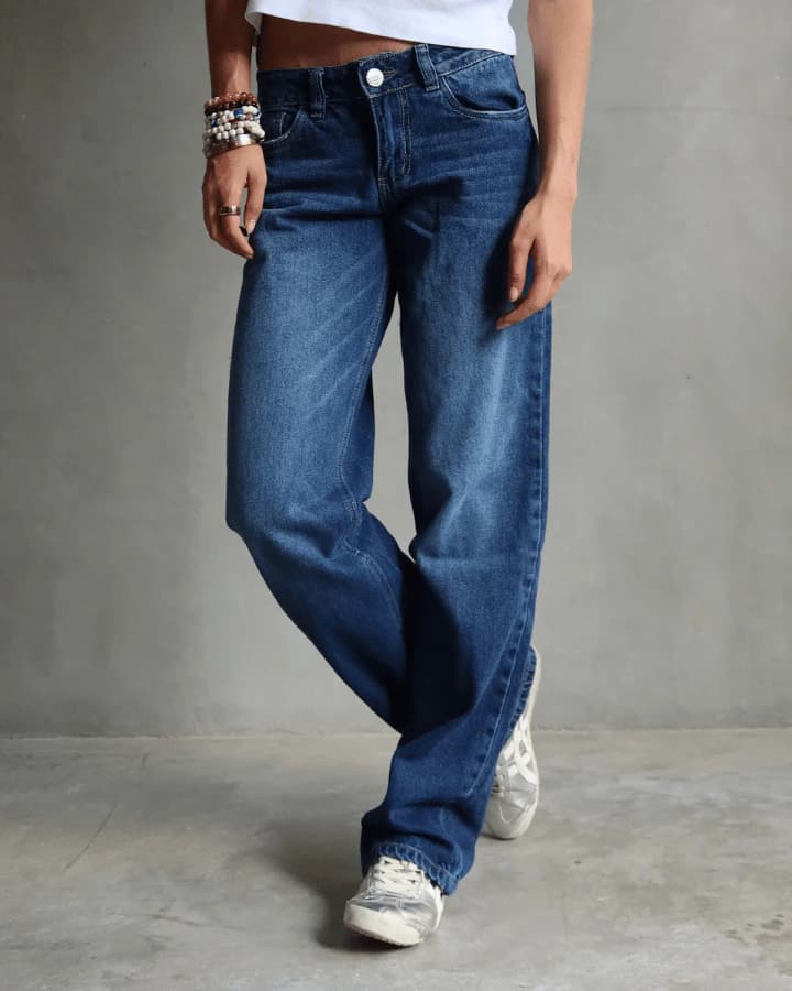 JEAN EXTRA LOW STRAIGHT FIT CROC BEIGE STARS AZUL - imagen 2