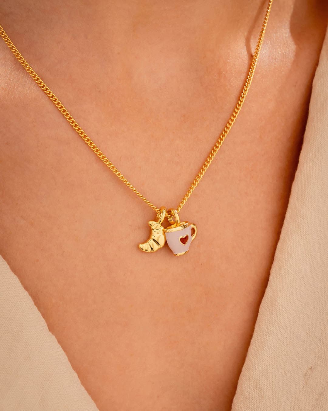 Collar Taza Corazón + Aretes - imagen 1