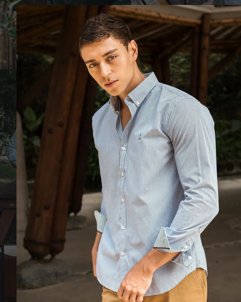 Camisa Rayas Delgadas Navy