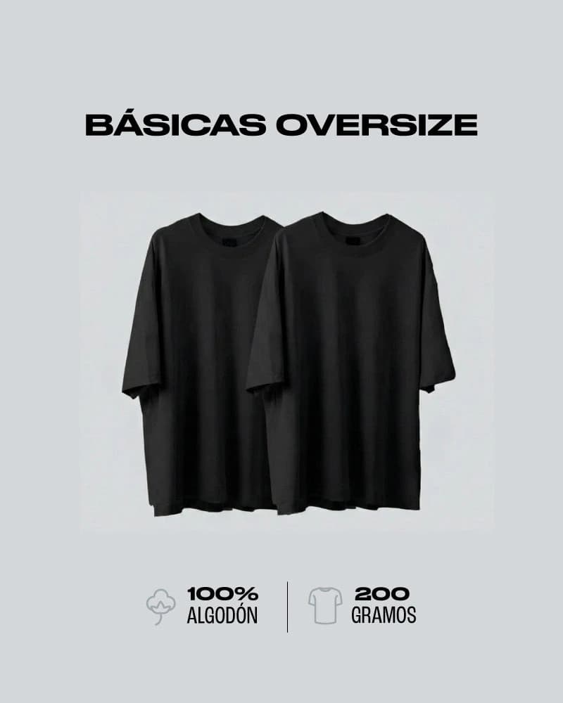 Pack x 2 Camisetas Básicas Oversizes Negras - imagen 1