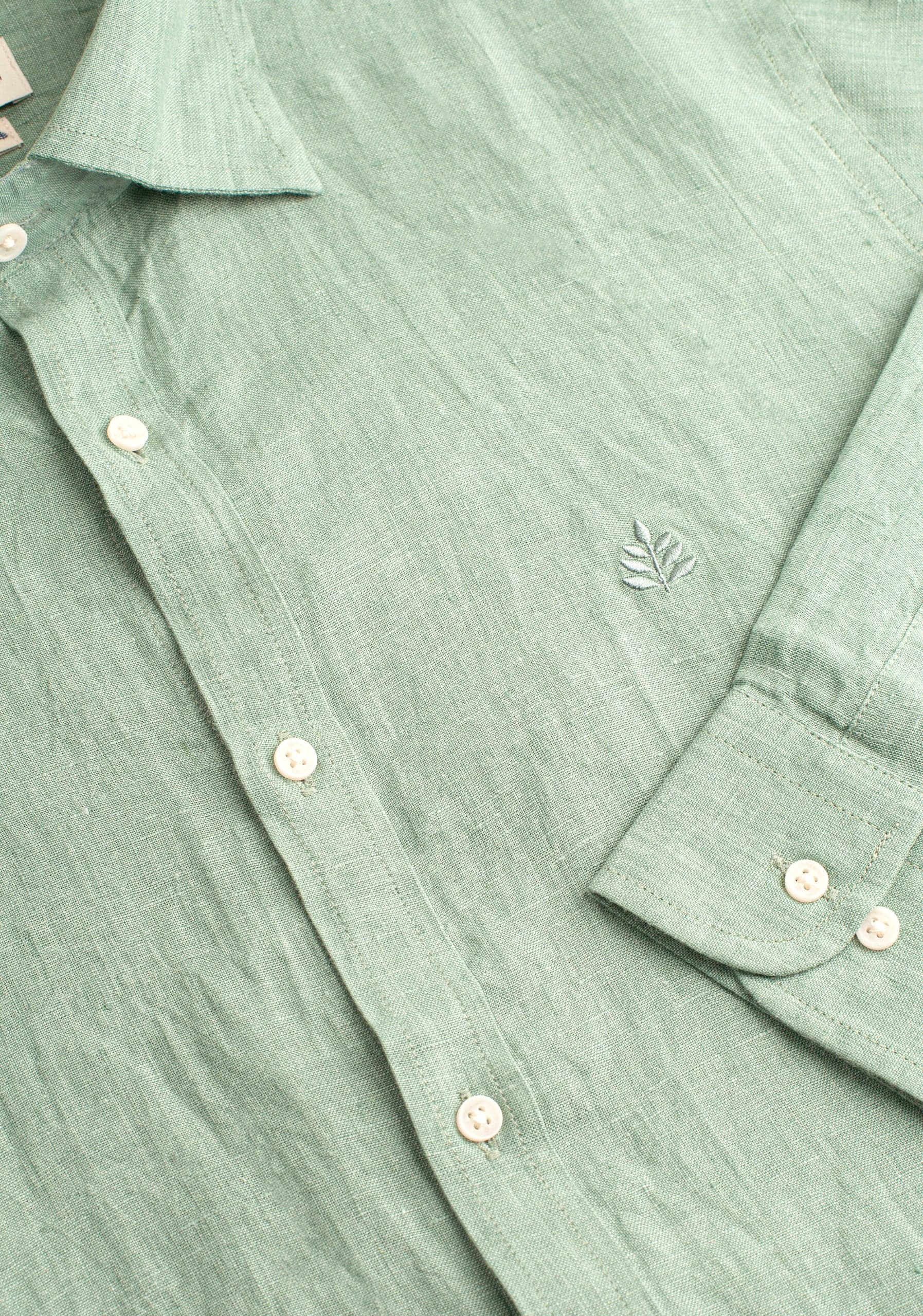 Camisa H CI Lino L-Atn Verde Med - imagen 2