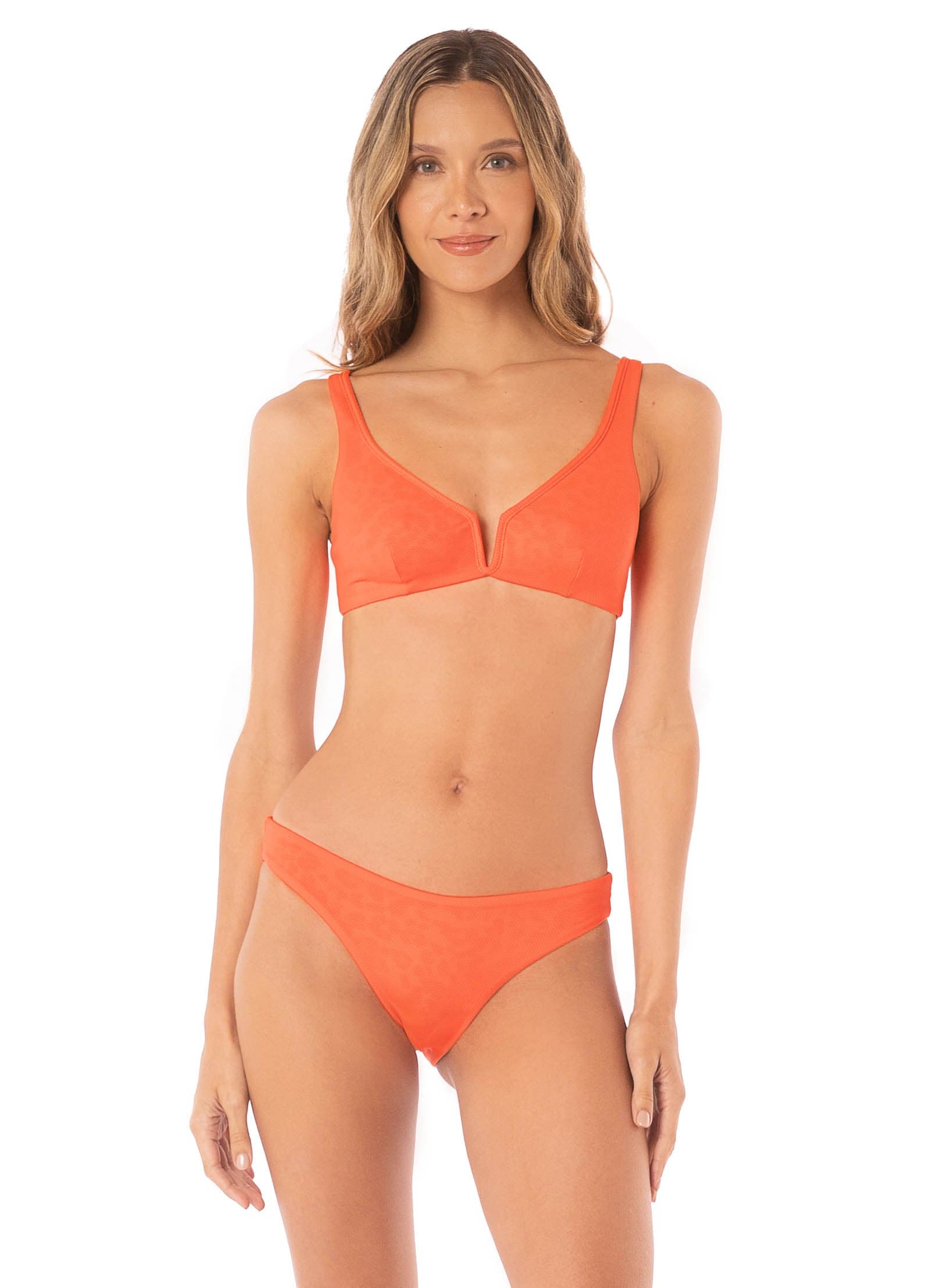 Maaji Orange Poppy  victory reversible bralette bikini top - imagen 1