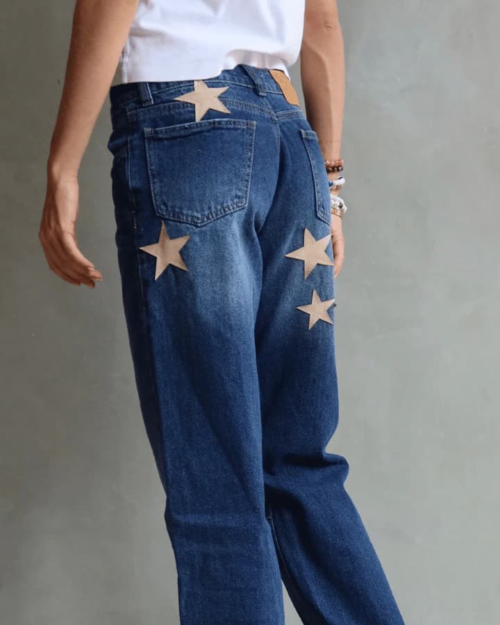 JEAN EXTRA LOW STRAIGHT FIT CROC BEIGE STARS AZUL - imagen 10