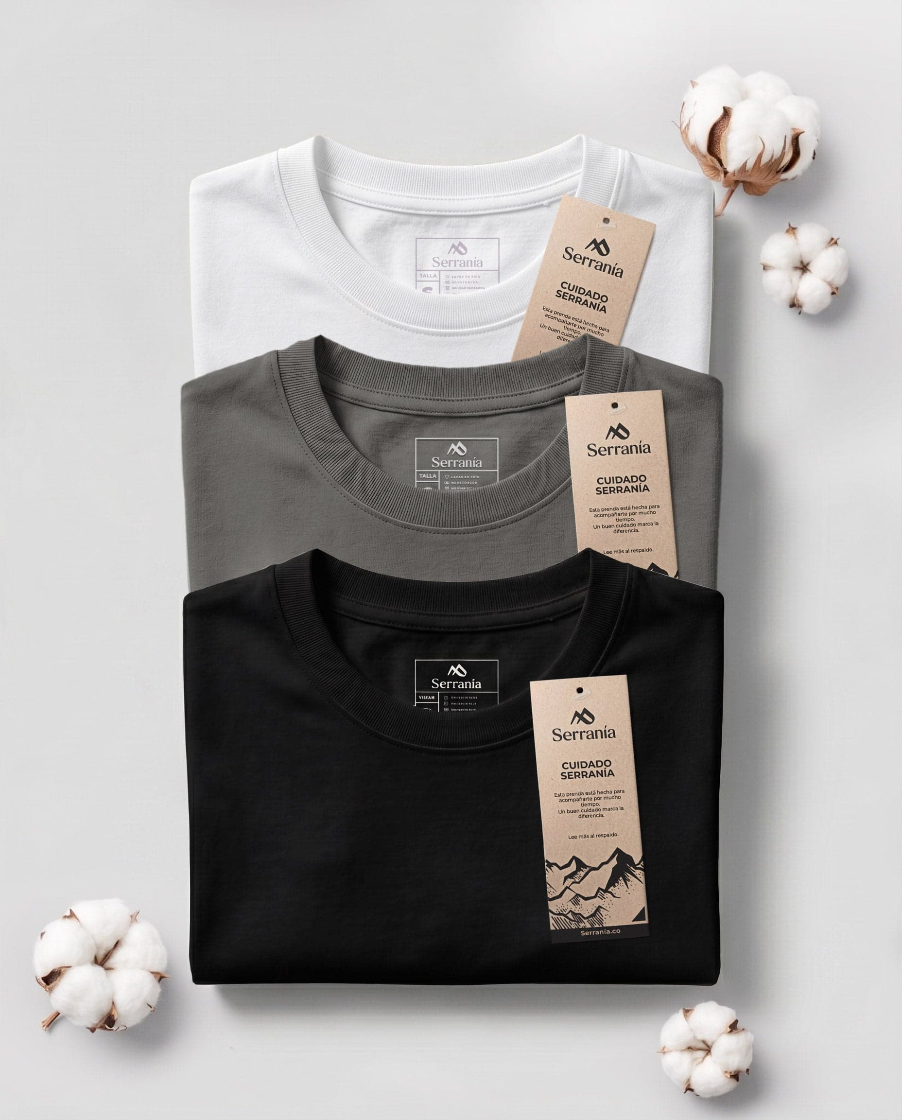 Set 3 Camisetas Elegance Slim Fit: Blanca + Gris Oscuro + Negro