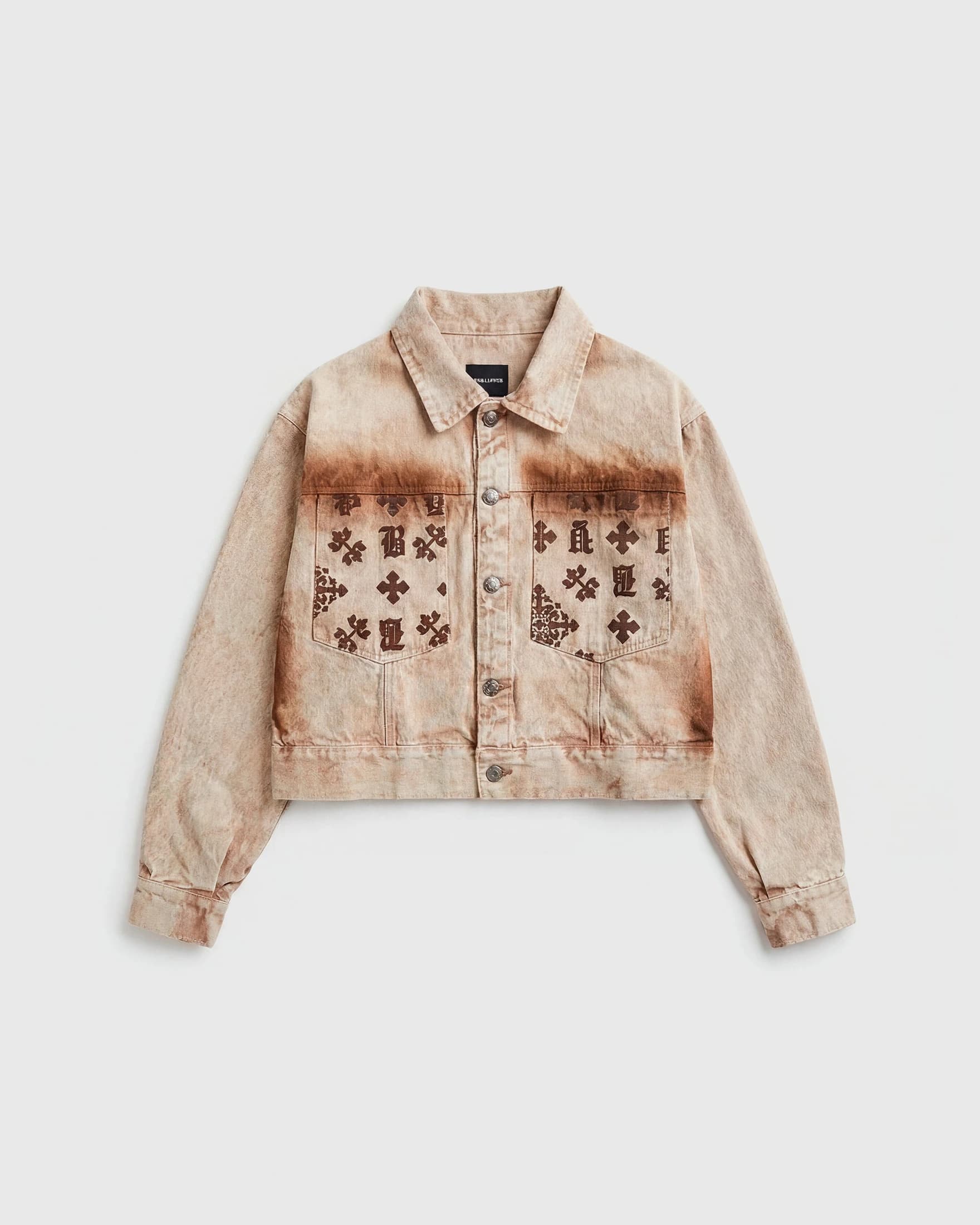 DENIM JACKET MONOGRAM CROP BEIGE - imagen 2