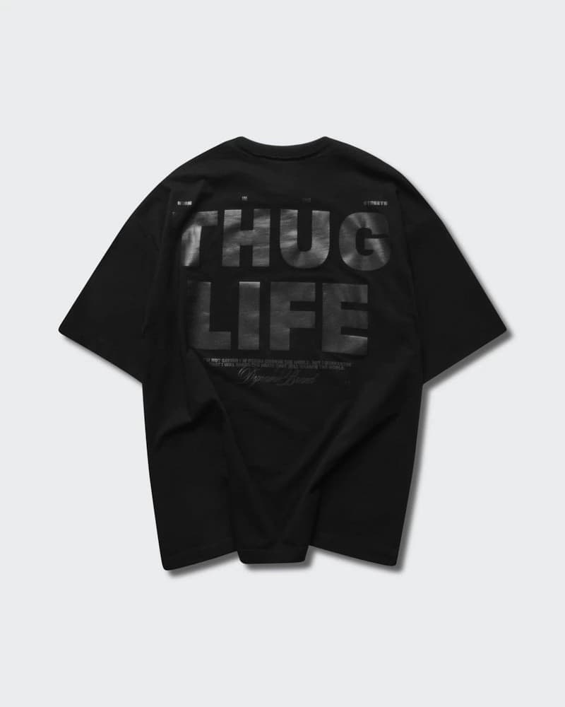 Camiseta Negra Oversize Thug Life - imagen 2