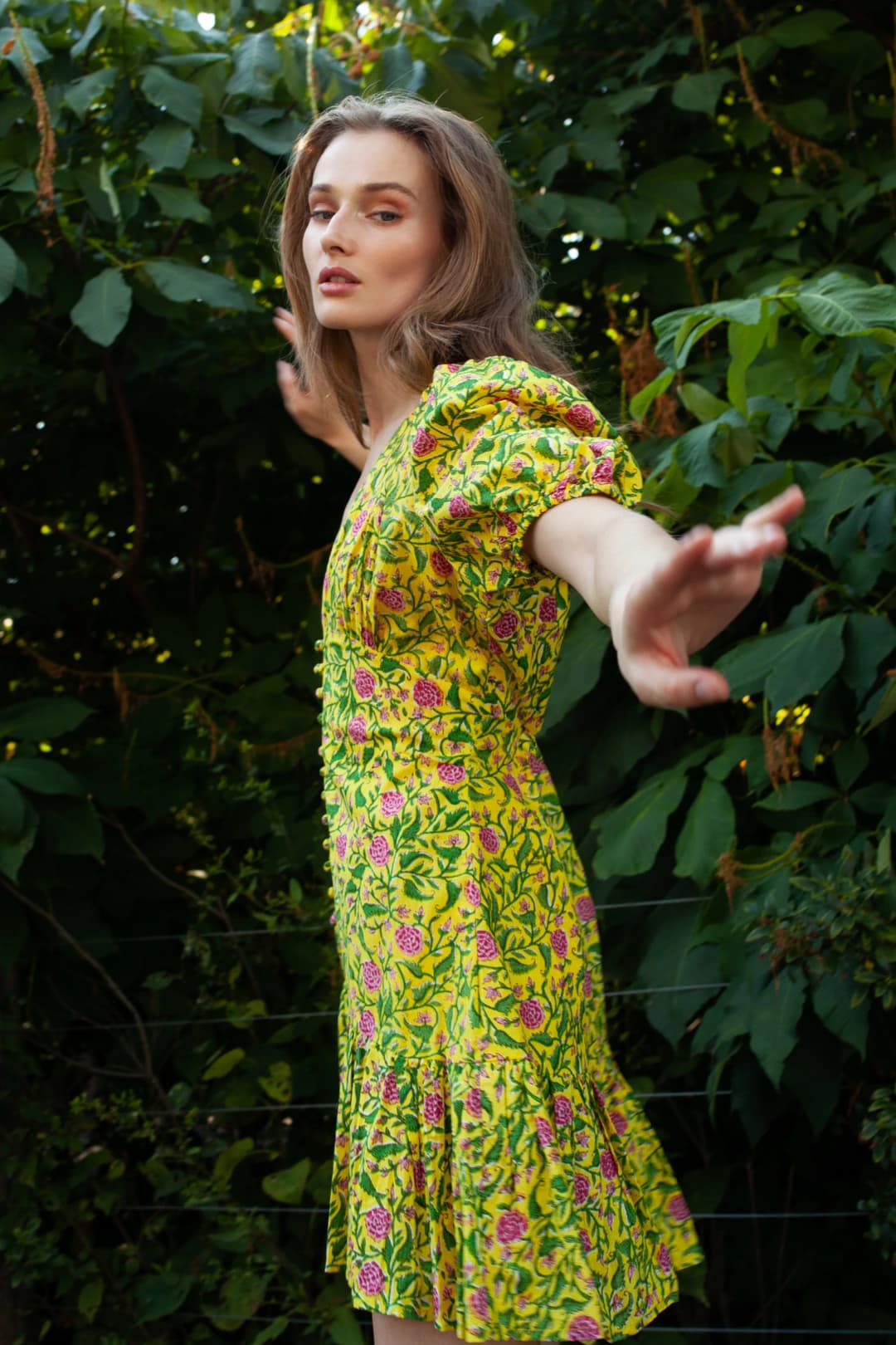 Flower Short Dress Yellow - imagen 2