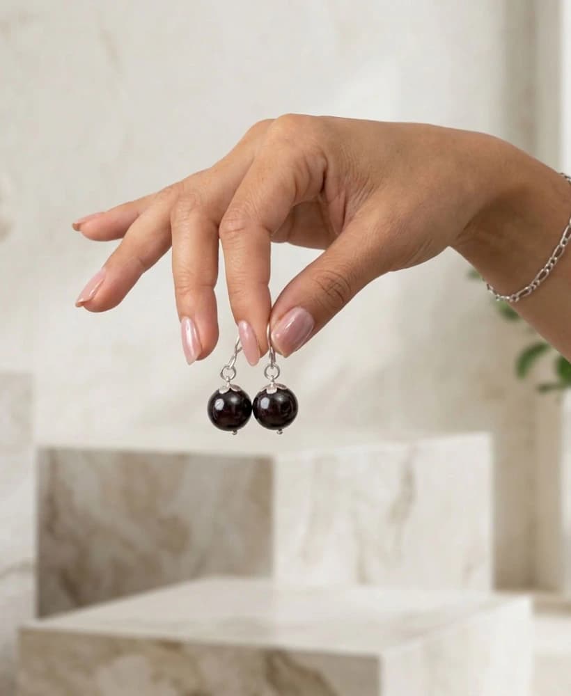 Aretes Mangostino en Plata con Ágata Natural - imagen 1