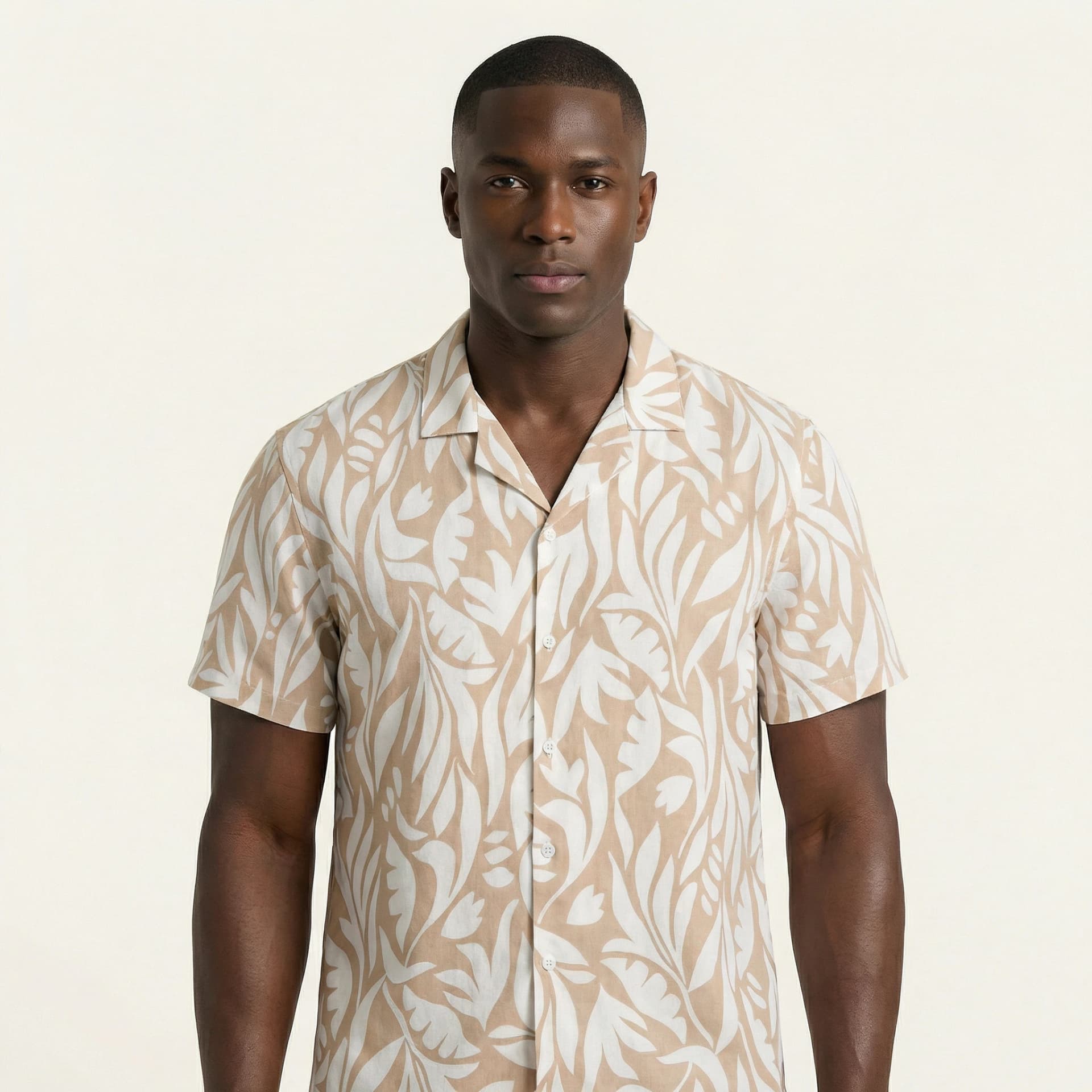 Camisa Bowling Estampada Beige C302