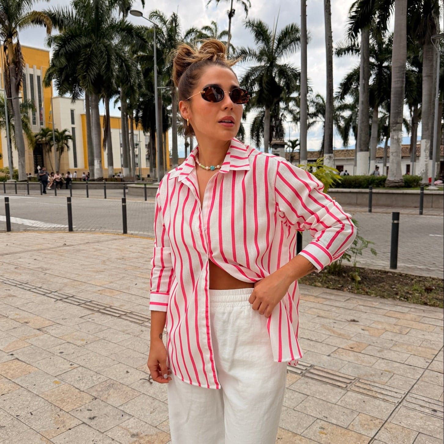 Camisera Playita Rayas Rosa