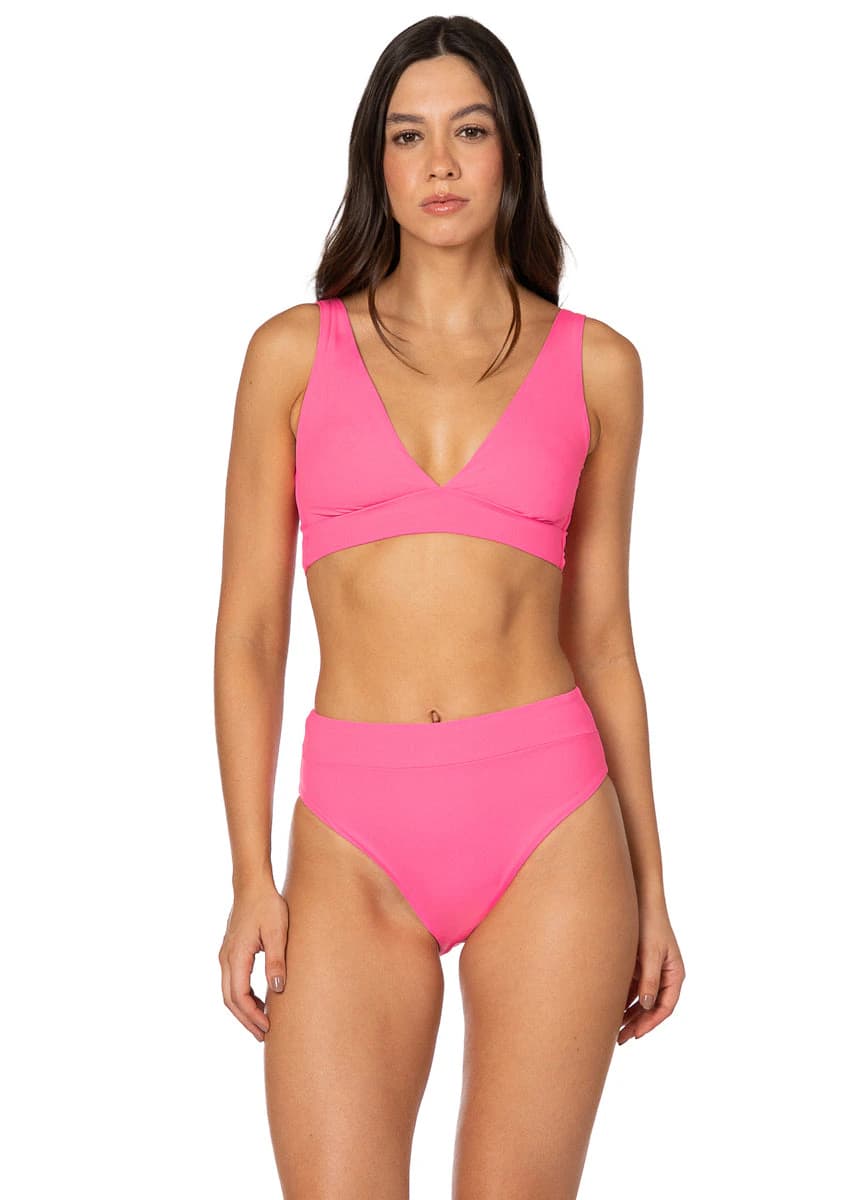 Maaji Radiant Pink Allure Long Line Triangle Bikini Top