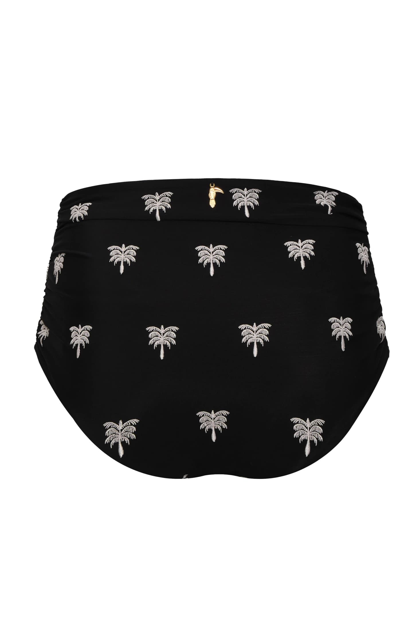 Victoria Embroidered Bottom / Black - Ivory Polka Palms - imagen 2