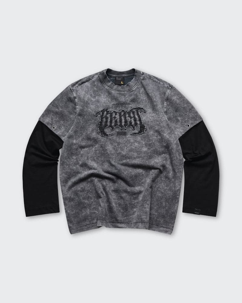 Camiseta Gris Oversize Doble Manga Raw - imagen 5