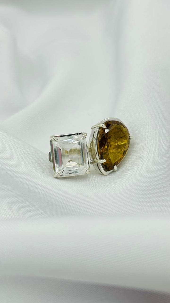 Anillo Doble Citrino Cuarzo Trasparente - imagen 1