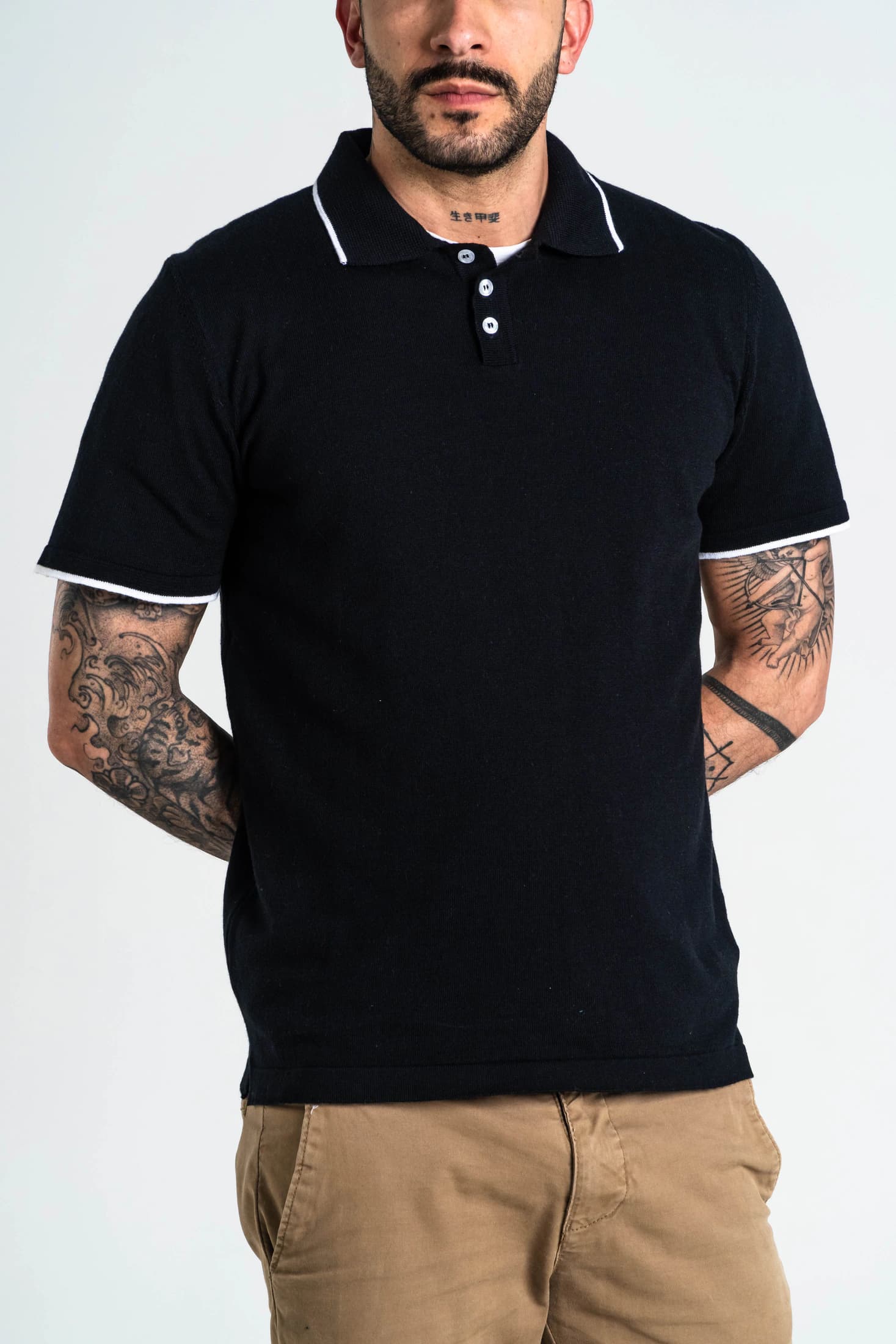 Polo Punto Algodón Negro