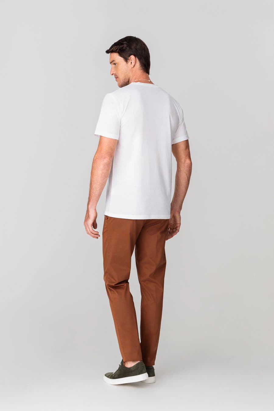 Men's cotton basic t-shirt white - imagen 3