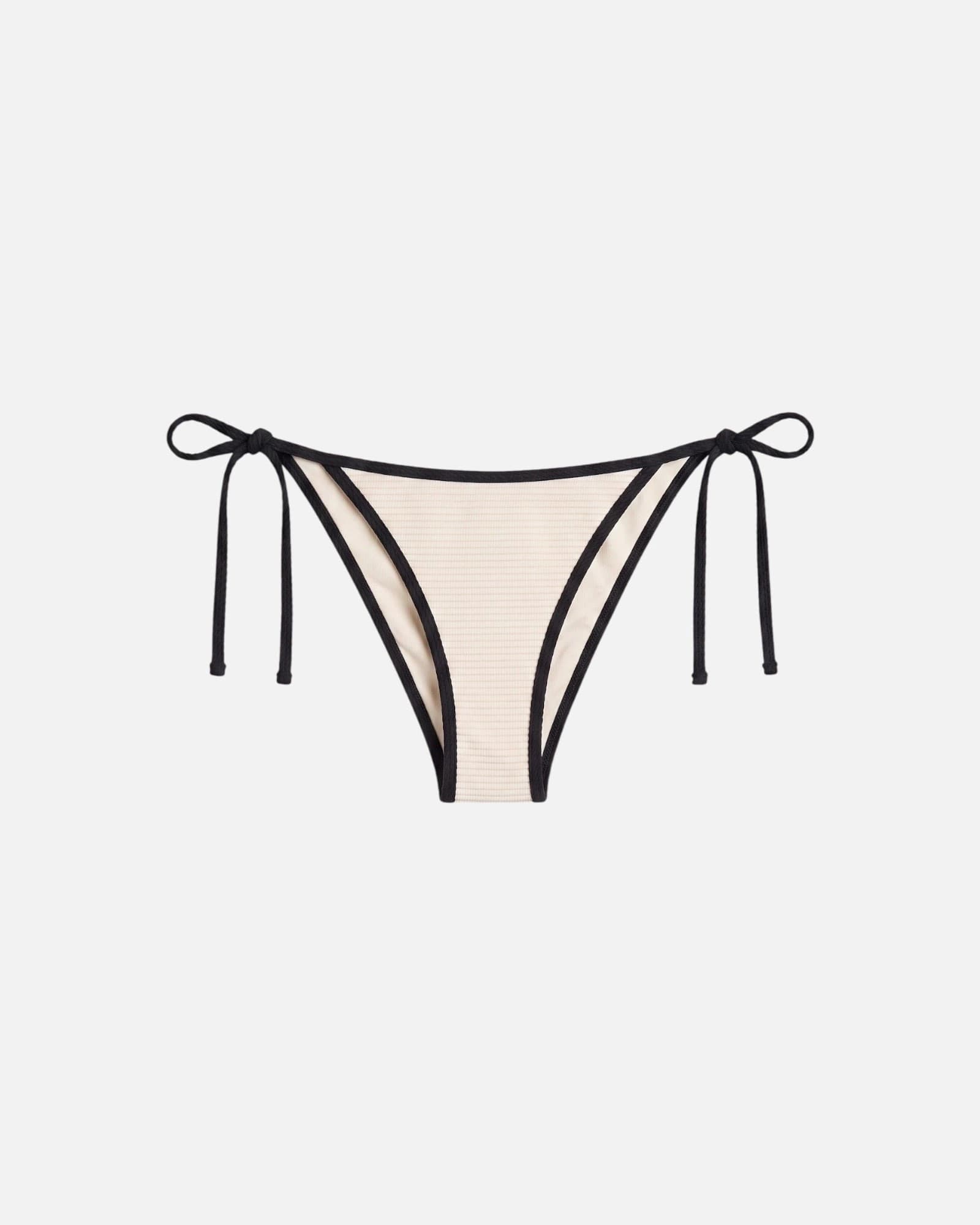 Bikini bottom con ribete en contraste y lazo / Marfil Negro - imagen 1