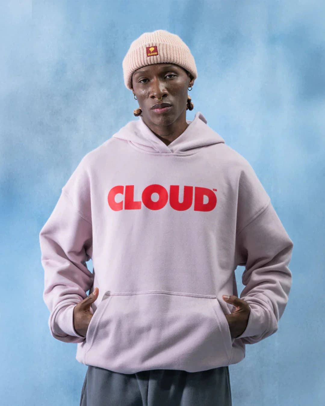 HOODIE BLOCK ROJO SOBRE ROSA BOXY FIT - imagen 4