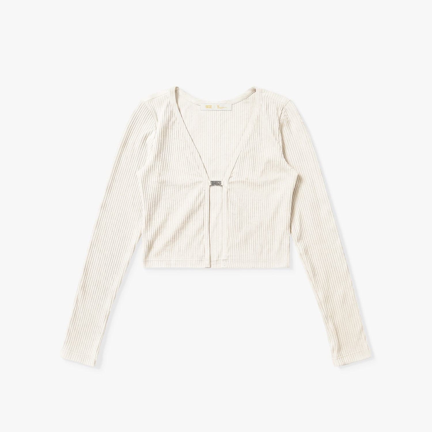 Rib Cropped Cardigan - Cream