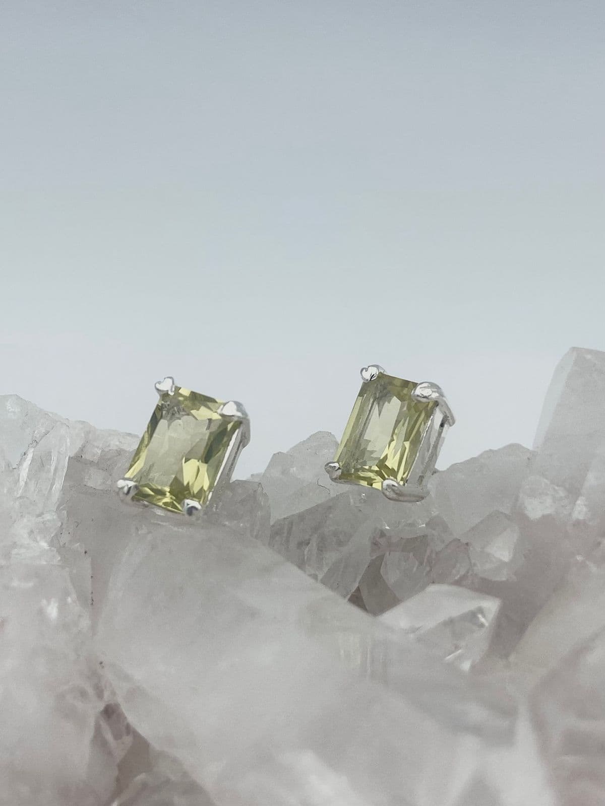 Aretes Cuarzo Limón rectangulares - imagen 1