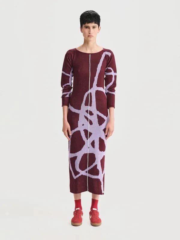 Vestido Largo Nudo Vinotinto - imagen 2