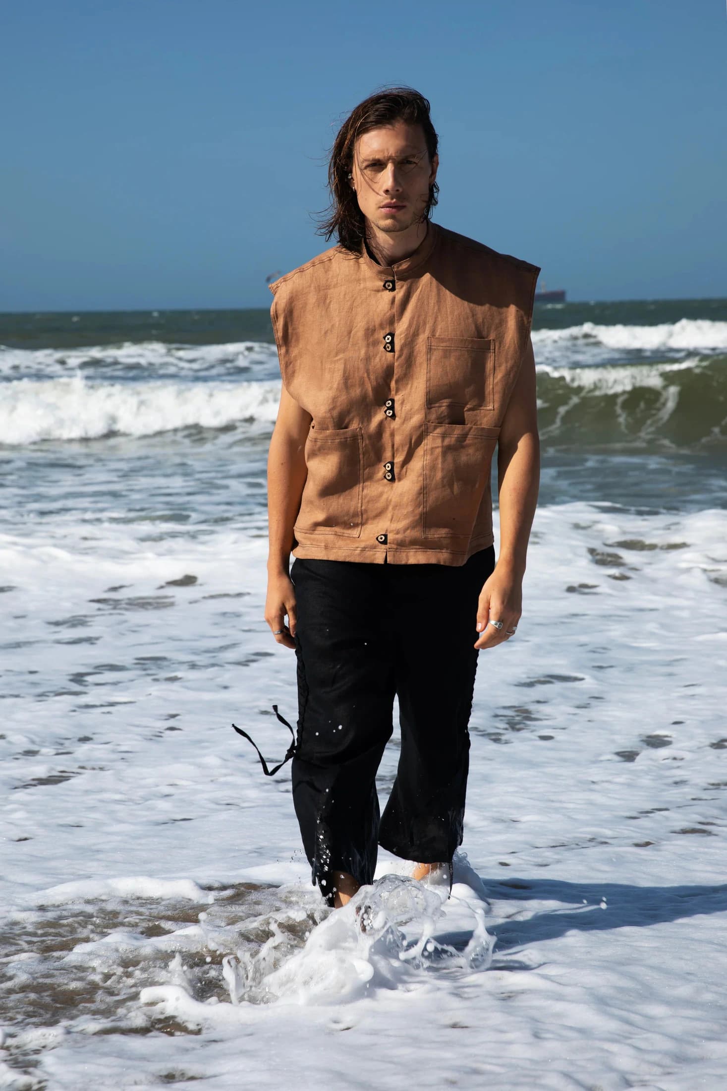 ROBBY VEST BLACK/MOCCA - imagen 1