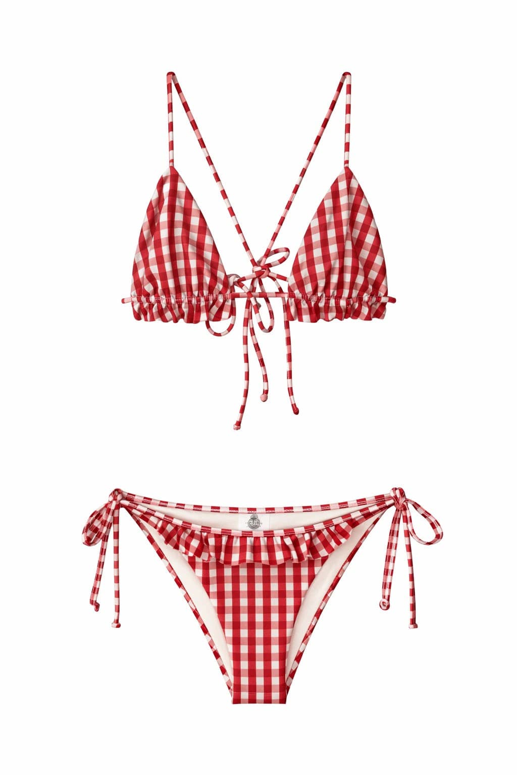 AISHA BIKINI TOP - CHERRY RED GINGHAM