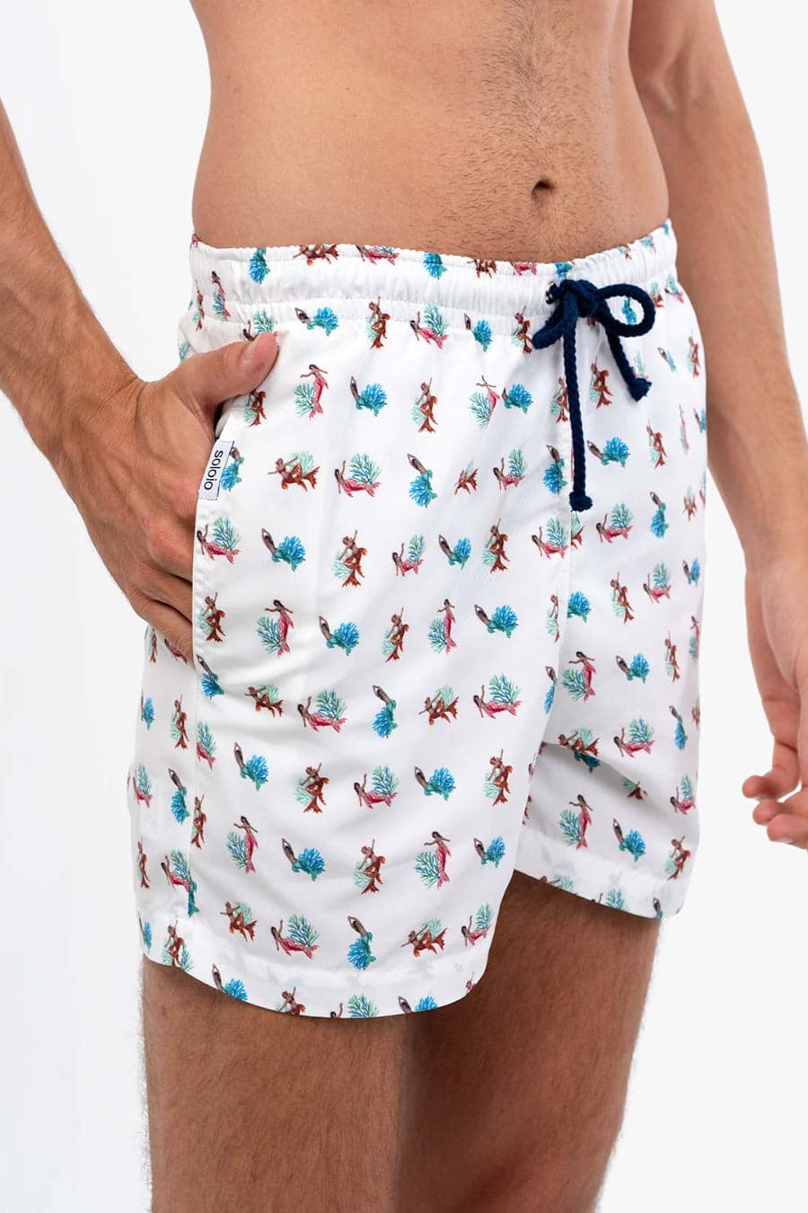 Men's mermaid white swim trunk - imagen 2
