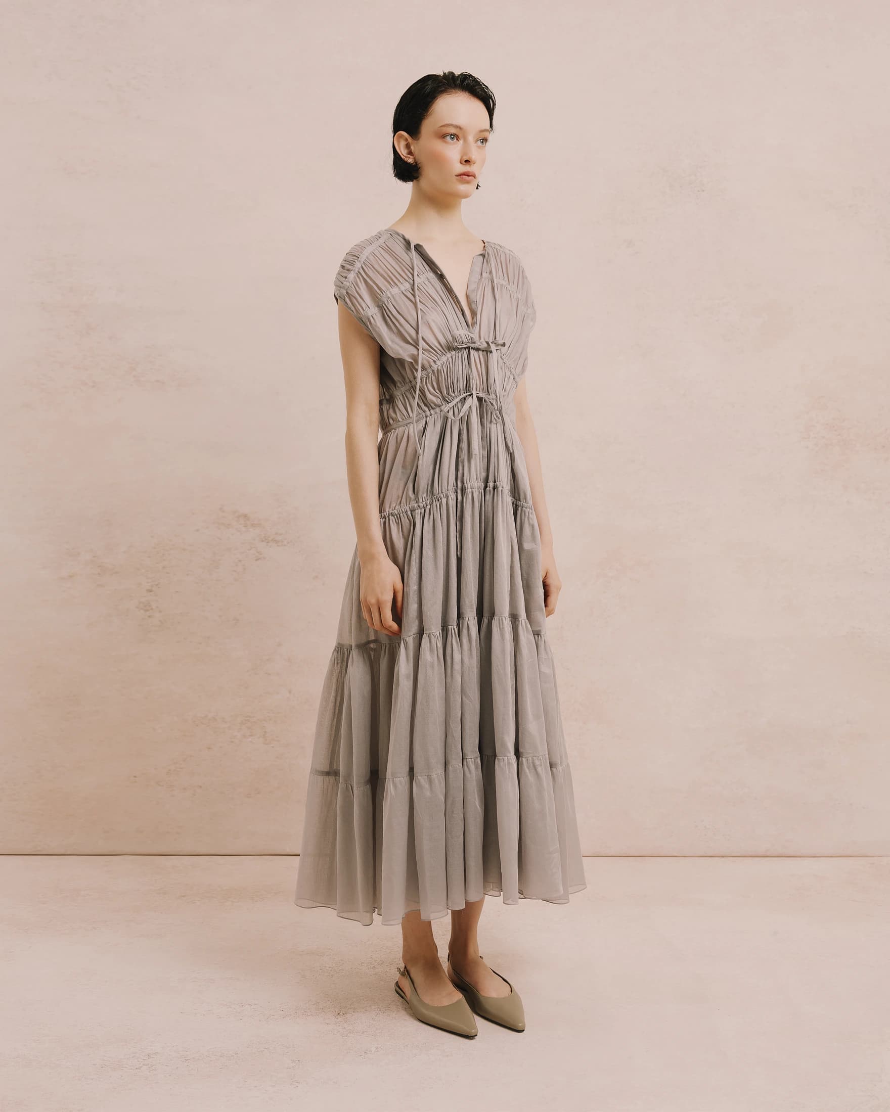 Cotton Voile Tiered Maxi Dress